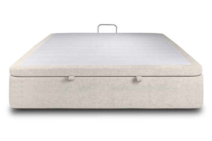 Sommier Coffre 160x200 cm - Toile nattée  - Beige clair