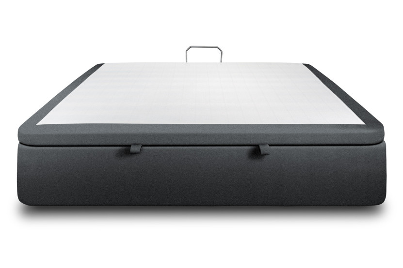 Sommier Coffre 140x190 cm - Velours - Gris anthracite