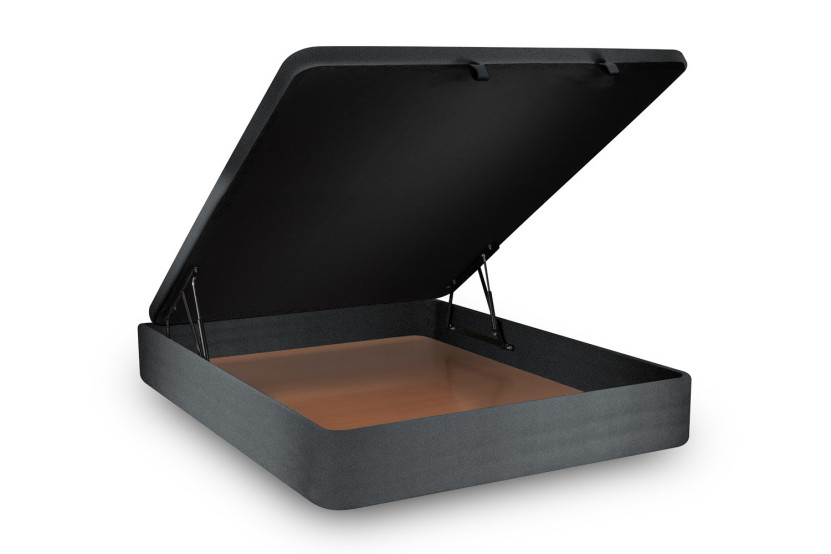 Sommier Coffre 140x200 cm - Velours - Gris anthracite