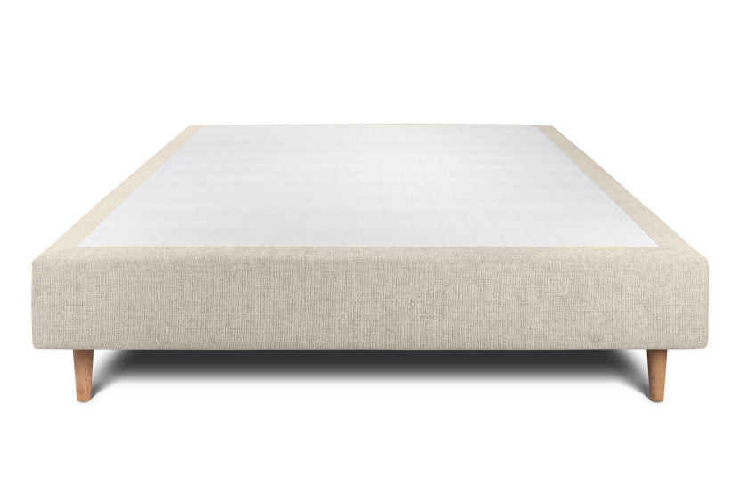 Sommier Tapissier 160x200 cm - H35 cm - Toile nattée - Beige clair