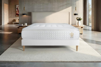 Ensemble Matelas Sommier 160x200 cm - Sommier Blanc (déjà monté) - Vingt-Quatre PLUS