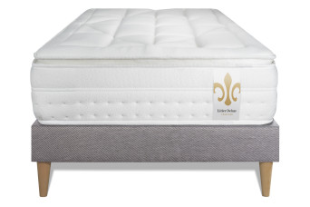 Ensemble Matelas Sommier 90x190 cm - Sommier Gris (en kit) - Vingt-Huit PLUS