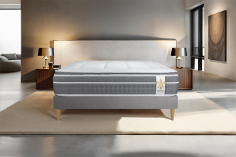 Ensemble Matelas Sommier 180x200 cm - Sommier Gris (en kit) - Trente PLUS