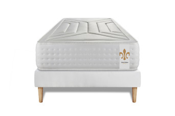 Ensemble Matelas Sommier 90x190 cm - Sommier Blanc (déjà monté) - Vingt-Quatre