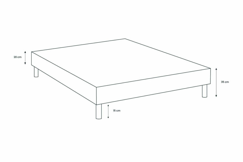 Sommier Tapissier 160x200 cm - H35 cm - Toile nattée - Beige clair