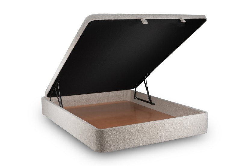 Sommier Coffre 180x200 cm - Bouclette - Beige clair